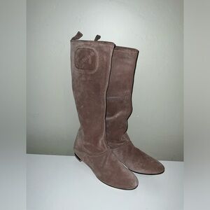 Salvatore Ferragamo Tan Suede Slouch Boots
